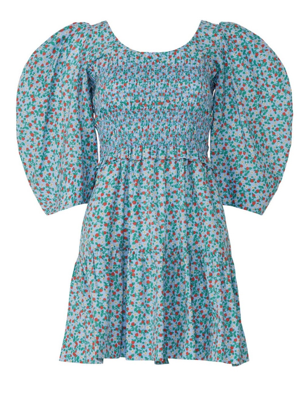 Sea New York Lilly Smocked Floral Strawberry Mini Dress